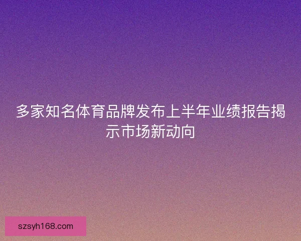 多家知名体育品牌发布上半年业绩报告揭示市场新动向