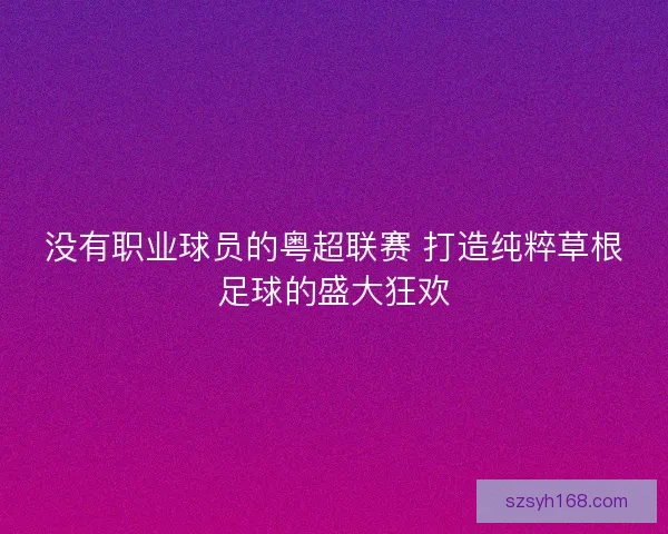 没有职业球员的粤超联赛 打造纯粹草根足球的盛大狂欢