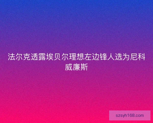 法尔克透露埃贝尔理想左边锋人选为尼科威廉斯 法尔克透露埃贝尔理想左边锋人选为尼科威廉斯