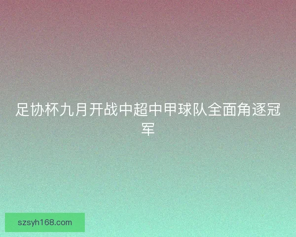足协杯九月开战中超中甲球队全面角逐冠军 足协杯九月开战中超中甲球队全面角逐冠军
