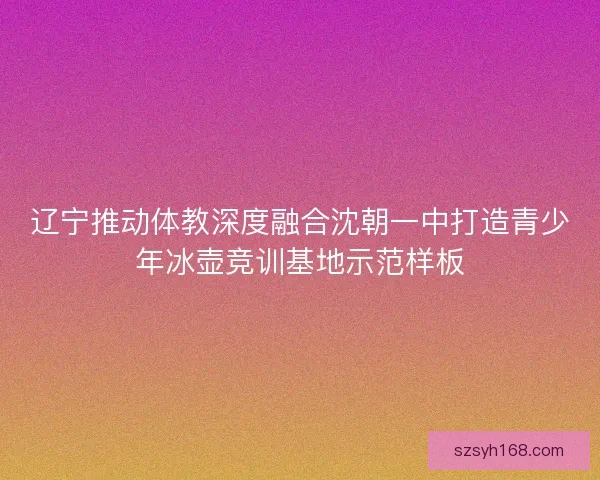 辽宁推动体教深度融合沈朝一中打造青少年冰壶竞训基地示范样板